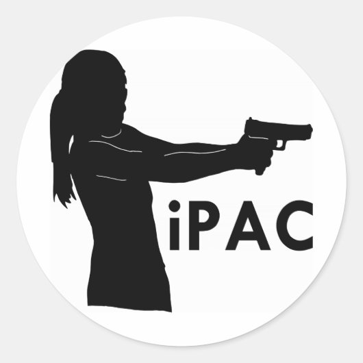 Girl With Gun iPac Ronde Sticker (Voorkant)