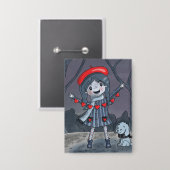 Girl with Heart Garland Valentine's Day Button (Voorkant / Achterkant)