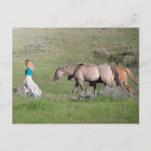 Girl with horses briefkaart (Voorkant)