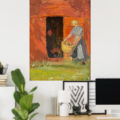 Girl With Laundry beroemd gemaakt door Red House Poster (Thuiskantoor)