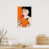 Girl with Lollipopl Pop Art Poster (Keuken)