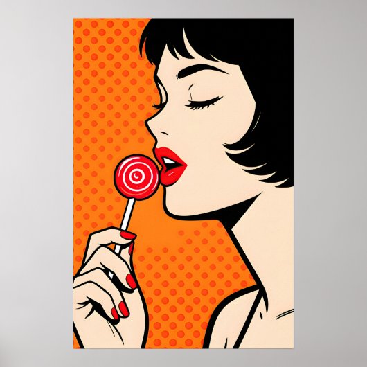 Girl with Lollipopl Pop Art Poster (Voorkant)