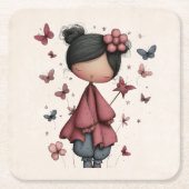 Girl with Magic Wand and Butterflies Kartonnen Onderzetters (Voorkant)