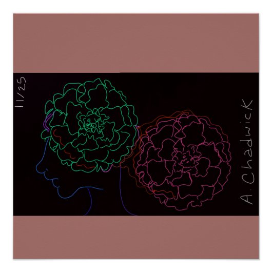 Girl with Marigold Afro Puffs Glossy Poster (Voorkant)