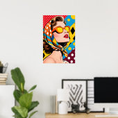 Girl with Orange Sunglasses Pop Art Poster (Thuiskantoor)