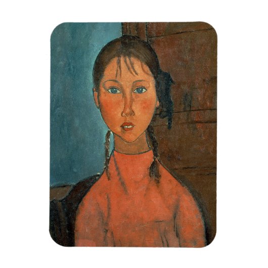 Girl with Pigtails, c.1918 (olie op doek) Magneet (Verticaal)