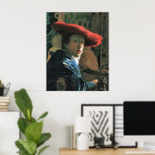Girl with red hat by Johannes Vermeer Poster (Thuiskantoor)