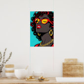 Girl with Red Lips Pop Art Poster (Keuken)
