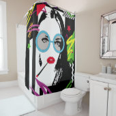 Girl with sigarette and sunglasess colorful popar douchegordijn (In situ)