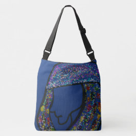 Girl With Spotted Glitter Print Hair  Crossbody Tas
