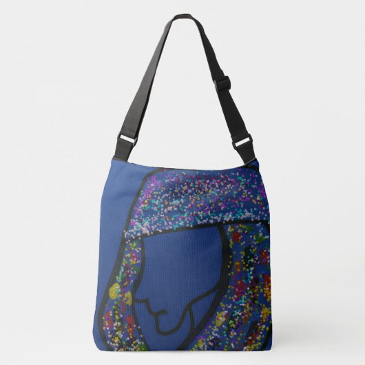 Girl With Spotted Glitter Print Hair  Crossbody Tas (Voorkant)