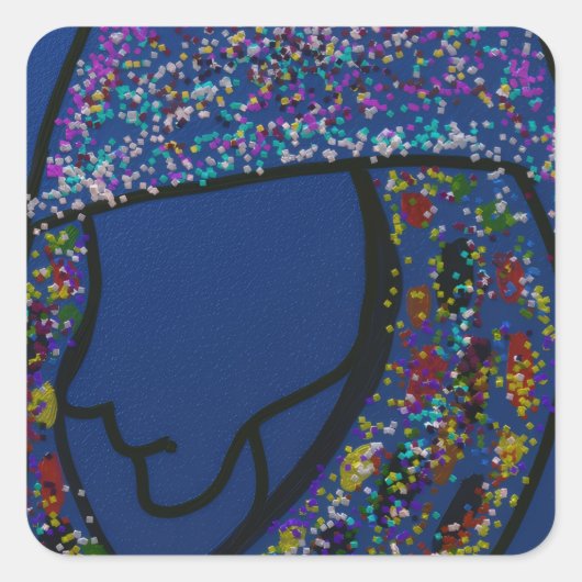Girl with Spotted Glitter Print Hair  Vierkante Sticker (Voorkant)