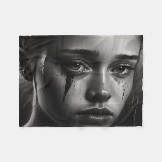 Girl with tears fleece deken (Voorkant (Horizontaal))