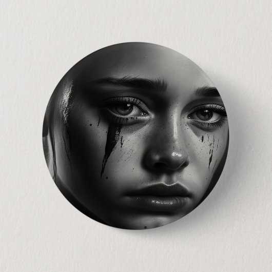Girl with tears ronde button 5,7 cm (Voorkant)