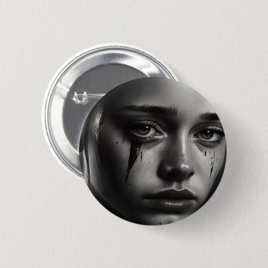 Girl with tears ronde button 5,7 cm (Voorkant /achterkant)