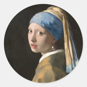 Girl with the pearl earring - Johannes Vermeer Ronde Sticker