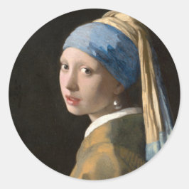 Girl with the pearl earring - Johannes Vermeer Ronde Sticker