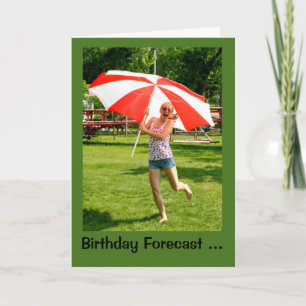 Girl With Umbrella 100% Chance Of Birthday Fun Kaart