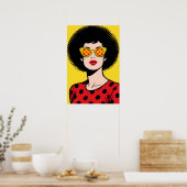 Girl with Yellow Shades Pop Art Poster (Keuken)