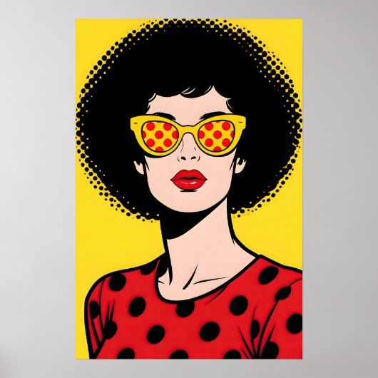 Girl with Yellow Shades Pop Art Poster (Voorkant)