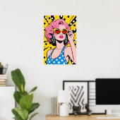 Girl with Yellow Sunglasses Pop Art Poster (Thuiskantoor)