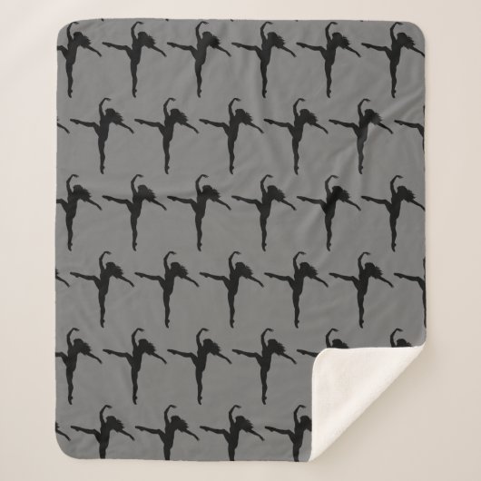 Girl Woman Ballet Dance Silhouette Black Grey Sherpa Deken (Voorkant)