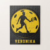 Girl Woman Pickleball Player Racketball Name Black Legpuzzel (Verticaal)