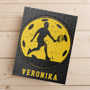 Girl Woman Pickleball Player Racketball Name Black Legpuzzel