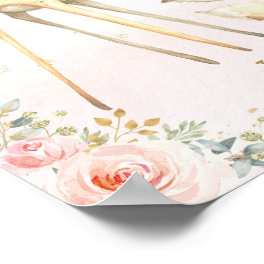 Girl Woodland 1e verjaardag Thumbprint Guestbook Poster (Hoek)