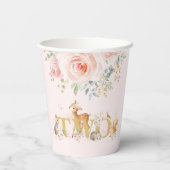Girl Woodland 2e verjaardag Pink Gold Floral Party Papieren Bekers (Achterkant)