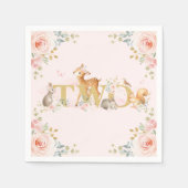Girl Woodland 2e verjaardag Pink Gold Floral Servet (Voorkant)