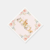 Girl Woodland 2e verjaardag Pink Gold Floral Servet (Hoek)
