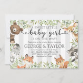 Girl Woodland Animal Baby shower Invite Kaart (Voorkant)