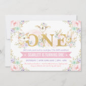  Girl Woodland Animals 1e verjaardag Kaart (Voorkant)