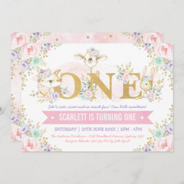 Girl Woodland Animals 1e verjaardag Kaart