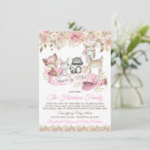 Girl Woodland Animals Baby shower per post Kaart (Staand voorkant)