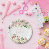 Girl Woodland Baby shower Blush Floral Papieren Bordje (Feest)