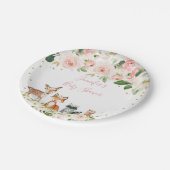 Girl Woodland Baby shower Blush Floral Papieren Bordje (Gekanteld)