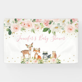 Girl Woodland Baby shower Blush Floral Spandoek