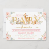 Girl Woodland Baby shower Blush Pink Floral Forest Kaart (Voorkant)