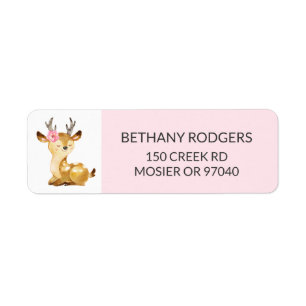 Girl Woodland Baby shower Envelope Return-adres Etiket