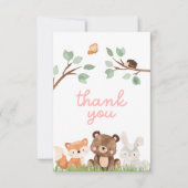 Girl Woodland Baby shower Hartelijk dank Bedankkaart (Voorkant)
