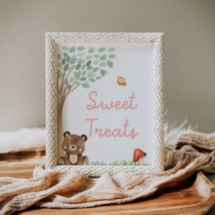 Girl Woodland Baby shower Sweet Tres Poster