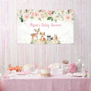 Girl Woodland Blush Floral Baby shower Spandoek