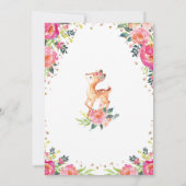 Girl Woodland Deer Floral Fawn Baby shower Party Kaart (Achterkant)