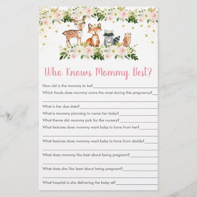 Girl Woodland Floral die mama het beste spel kent (Voorkant)