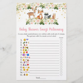 Girl Woodland Floral Emoji Pictionary Shower Game