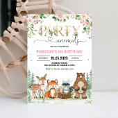 Girl Woodland Party Creatures Verjaardag Kaart