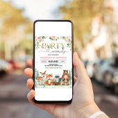 Girl Woodland Party Creatures Verjaardag Kaart