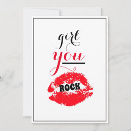 Girl You ROCK Mooure Gesture Girls Red Lips Script Bedankkaart